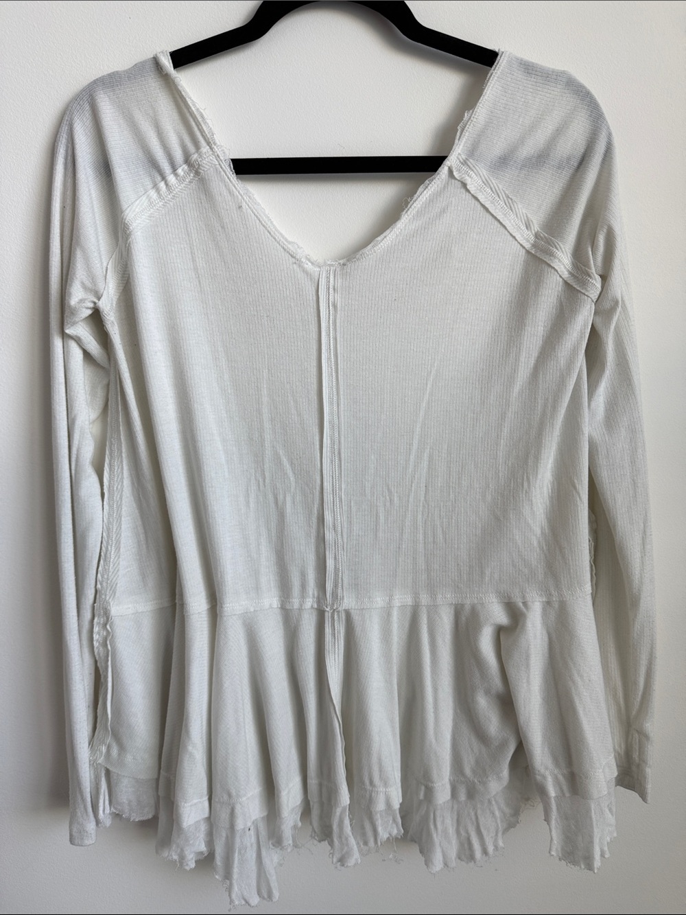 Lightweight White Peplum Long-Sleeve Top - Picture 4 of 5